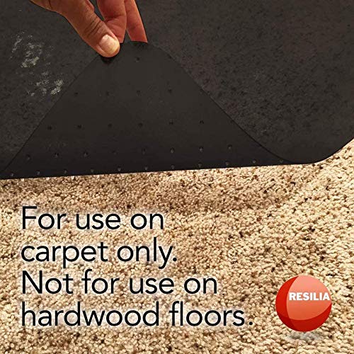 RESILIA Office Desk Chair Mat - for Low Pile Carpet (with Grippers) Black, 48 Inches x 48 Inches, Made in The USA - color: Black, size: 48" x 48" without lip