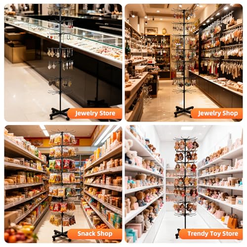 7-Tier 360° Rotating Metal Retail Display Stand Rack in Black