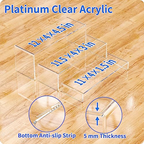 NIUBEE Acrylic Display Riser, 6 Pcs 12" Large Acrylic Risers, 2 Set Clear Rectangular Stands for Candy Dessert Cupcakes, Collectibles Display Stands Shelf for Display for Funko POP Figures - size: 12 inches