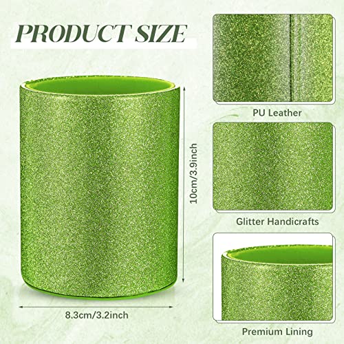 Sabary 8 Pcs Green Pens with Pen Holder for Desk Glitter Crystal Diamond Cute Ballpoint Fancy Pencil Holder Bling Desk Organizer for Women Girls School Office Supplies Wedding Graduation Gifts - color: Green