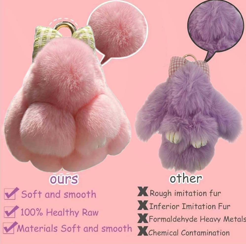 Handmade Soft Bunny Keychain, Includes Matching Tin, Charming Rabbit Design, Perfect for party gifts, Christmas. - color: Purple, size: big