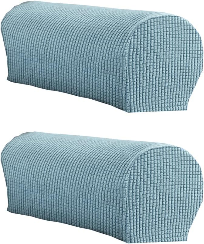 LINGXIYA Set of 2 Sofa Armrest Cover, Soft Stretch Arm Cover for Recliners Sofas Chairs,Couch Furniture Armrest Protector Covers - color: Sky Blue