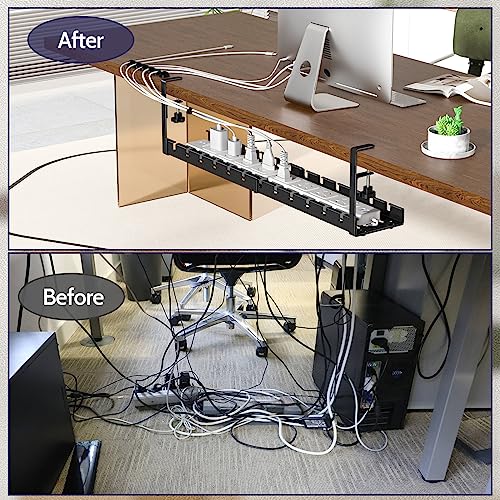 Shikha Cable Management Under Desk, 15.7"-31" Retractable Cable Management Tray, No Drilling Cord Organizer with Clamp for Desk, Under Table Wire Management Tray for Home Office - color: Black, size: Extendable 31"-1 Pack-Type A