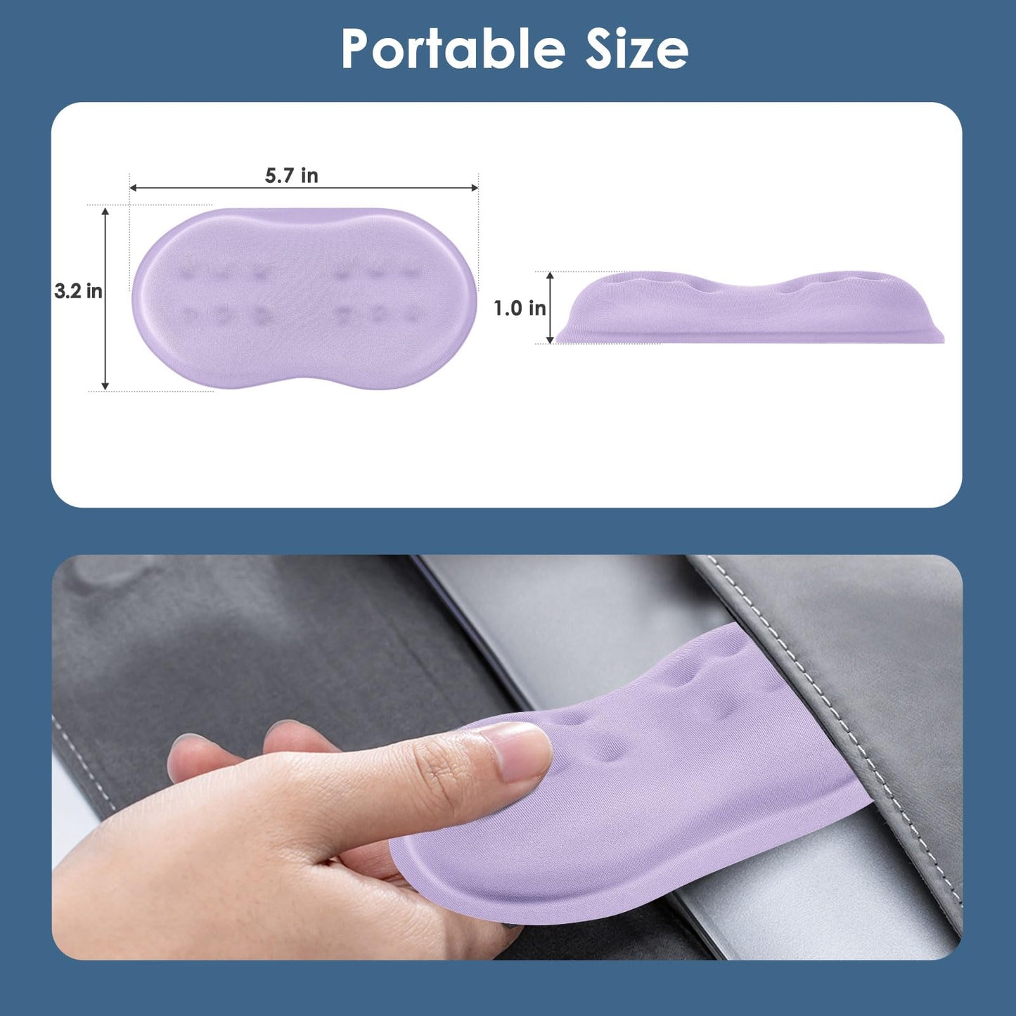 VANKEY Mouse Wrist Rest, Soft Mouse Wrist Support Pad with Memory Foam, Non-Slip Base (Periwinkle Color) - color: Periwinkle