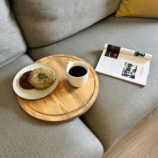 Sofa Tray – Wooden Foldable Sofa Tray Table for Seat Cushion, Perfect for Coffee & Remote Control, Solid Wood Sofa Tray Table, Solid Spruce Couch Table (Madrid, Large 16") - color: Madrid, size: Large 16"
