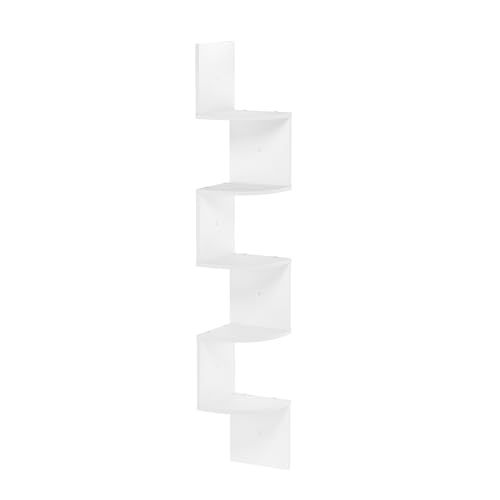 Furinno Rossi 5-Tier Wall Mount Floating Radial Corner Shelf, White - color: White