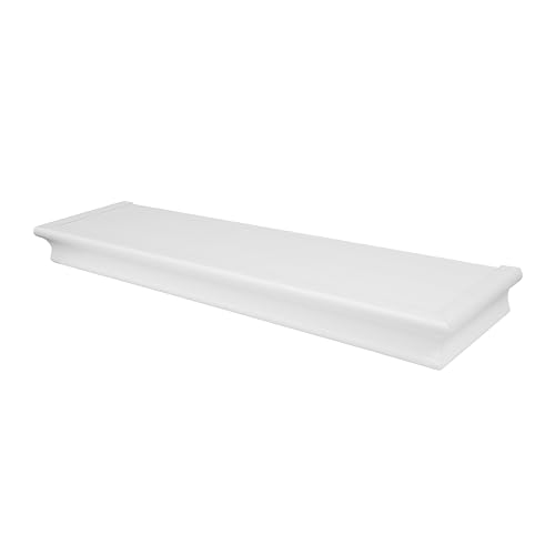 HIGH & MIGHTY Decorative 24" Floating Shelf Holds up to 20 lbs, Easy Tool-Free Dry Wall Installation, Beveled, White | 515660 - size: 24 inch