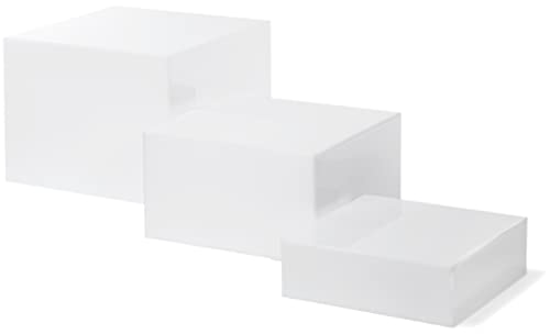 Red Co. Set of 3 Glossy White Acrylic Cube Display Nesting Risers with Hollow Bottoms - color: White, size: 6",7",8" - 1 Pack