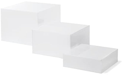 Red Co. Set of 3 Glossy White Acrylic Cube Display Nesting Risers with Hollow Bottoms - 2 Pack - color: White, size: 6",7",8" - 2 Pack