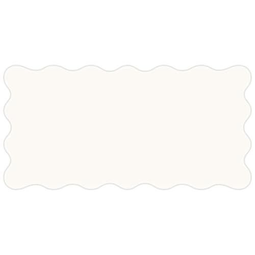 PU Leather Desk Pad, Scalloped Non-Slip Mouse Pad & Large Desk Mat Cover Stitched Edges Writing Pad for Office, Home - Waterproof, Easy to Clean, Durable Surface I 31.4"x15.7", Off-White - color: Off-white
