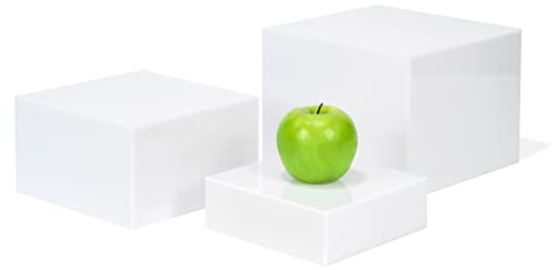 Red Co. Set of 3 Glossy White Acrylic Cube Display Nesting Risers with Hollow Bottoms - color: White, size: 6",7",8" - 1 Pack