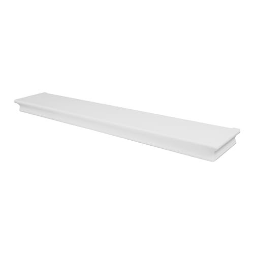 HIGH & MIGHTY 515666 Decorative 36" Floating Shelf Holds up to 25lbs, Easy Tool-Free Dry Wall Installation, Beveled, eCommerce Packaging, White - size: 36 inch