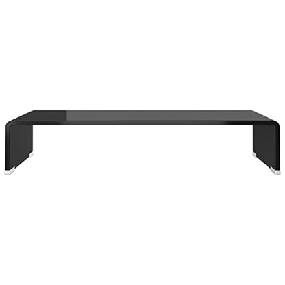 vidaXL Modern TV Stand/Monitor Riser, Tempered Glass Construction, Streamlined Black, Ideal for Television, Laptop, DVD Player - Easy to Clean, 23.6"x9.8"x4.3", Strength and Safety Borg
