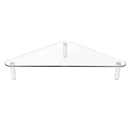 Kantek Glass Corner Monitor Riser, 19.7" x 11" x 3.25", Clear, Supports 40 lbs - size: Corner
