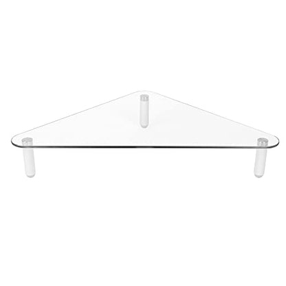 Kantek Glass Corner Monitor Riser, 19.7" x 11" x 3.25", Clear, Supports 40 lbs - size: Corner