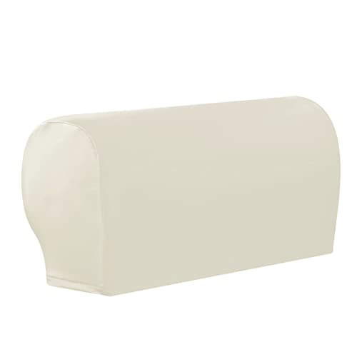 vctops Waterproof Faux Pu Leather Armrest Covers Vintage Stretch Arm Covers for Chairs Couch Sofa Armchair Slipcovers for Recliner Sofa 2pcs, White - color: White
