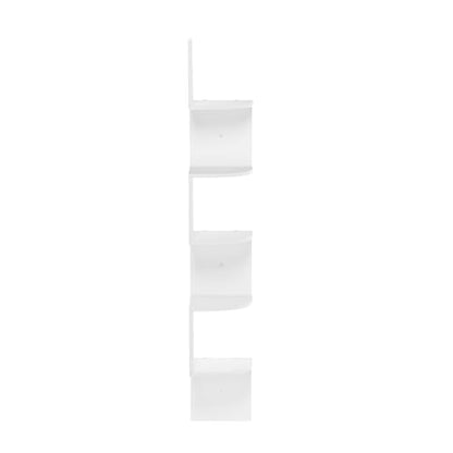 Furinno Rossi 5-Tier Wall Mount Floating Radial Corner Shelf, White - color: White