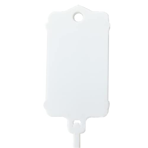 100pcs Reusable Blank Plastic Tags Ties Key Tags 1.45"*2.48" Serrated Tension Sealing Strap with Large Label Plastic Tie Mark Label Waterproof Hang Sign Write on Tag (White, 100pcs) - color: White
