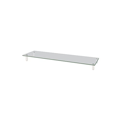 Kantek Extra-Wide Glass Monitor Riser with 8mm Tempered Glass Platform and 60-Pound Capacity, Clear Glass (MS380), 3.3" x 39.4" x 10.2" - size: Extra Wide