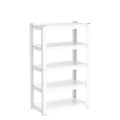 Raybee Storage Shelves, 2000LBS Garage Shelving,White Metal Shelves, 5 Tier Adjustable Heavy Duty Shelving for Pantry Kitchen Closet Basement Warehouse 16.5" D x 32" W x 63" H - size: 16.5"D x 32"W x 63"H,White