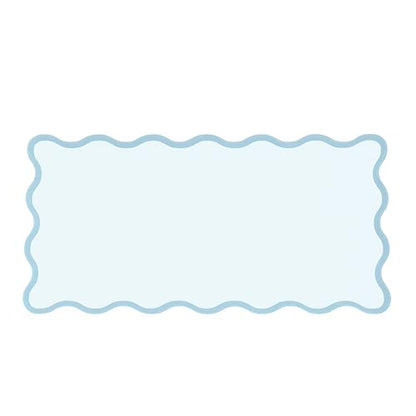 Blue Scalloped Desk Mat, 31.5" x 15.7", PU Leather, Waterproof Anti-Slip, Cute Aesthetic Desk Pad for Office/Home/Game - color: Blue
