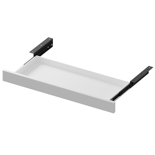 Under Desk Hanging File Organizer Drawer, Slim Lockable Storage Cabinet with Sliding Tray, Fits Letter/A4 Size, 18.5"x7.9"x1.4" for Office Home Standing Desk (WHITE) - color: WHITE
