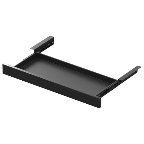 Under Desk Hanging File Organizer Drawer, Slim Lockable Storage Cabinet with Sliding Tray, Fits Letter/A4 Size, 18.5"x7.9"x1.4" for Office Home Standing Desk (BLACK) - color: BLACK