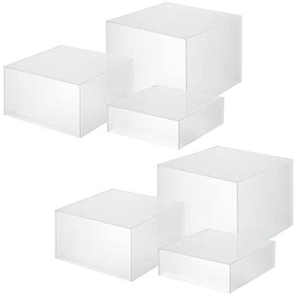 Tuanse 6 Pcs Buffet Risers, Food Risers for Buffet Table, Display Stand for Catering Dessert Collectibles Jewelry Figures Show, 5 Sided Acrylic Cube Display Organizer Acrylic Cube Boxes(Frosted Clear) - color: Frosted Clear