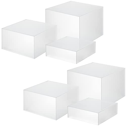 Tuanse 6 Pcs Buffet Risers, Food Risers for Buffet Table, Display Stand for Catering Dessert Collectibles Jewelry Figures Show, 5 Sided Acrylic Cube Display Organizer Acrylic Cube Boxes(Frosted Clear) - color: Frosted Clear