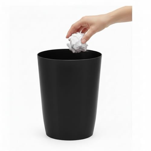 Mini Waste Basket - Durable Small Plastic Garbage Trash Can Bin - Lidless Open-Top, Slim Profile for Compact Spaces - Suitable for Home, Bathroom, Office, Bedroom, Kitchen and More, Black - color: Black
