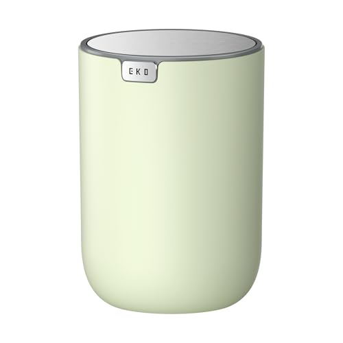 EKO Fandy 0.4 Gal/1.5L Mini Tabletop Trash Bin with Swing-Lid, Desktop Trash Can for Bathroom Countertop, Vanity, Coffee or Office, Small Garbage Bin (Matcha) - color: Matcha, size: 1.5 Liters