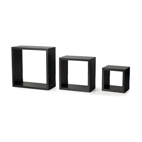 MELANNCO Floating Wall Square Cube Shelves for Bedroom, Living Room, Bathroom, Kitchen - Wood, Set of 3, Espresso - color: Espresso, size: Set of 3