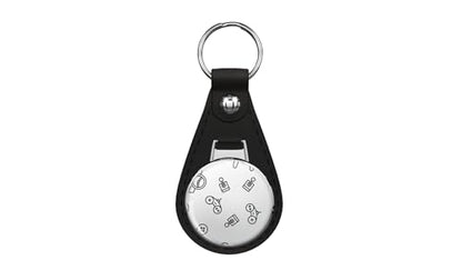 Gaming Joystick Seamless Pattern Leather Keychain Stainless Steel Ring for Keys, Bags, or Backpacks