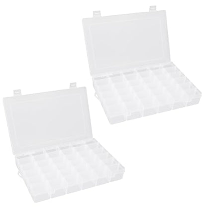OALCQ 36 Grids 2 Pcs Bead Organizer and Storage Tackle Box for Rock Collection, Washi Tape, Small Items - Plastic Container - size: 36 grids 2 pcs