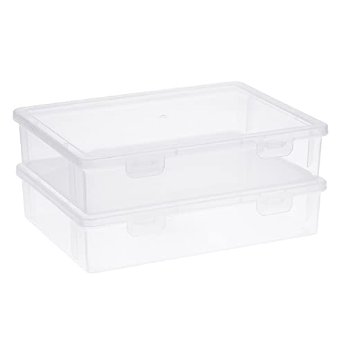 BTSKY Clear Plastic Storage Box with Flap Lid, Multipurpose Craft Organizers and Storage Box Art Supply Storage Organizer Plastic Sewing Box for Beads Pencils Notebooks, 2 Pack Small - size: Small-2 Pack