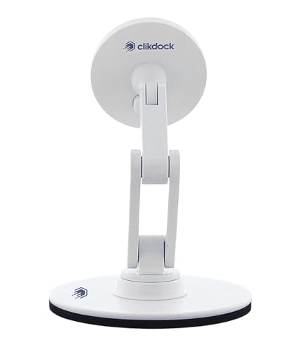 ClikDock Cell Phone Magnetic Wireless Charger Stand, 360° Spin, Aluminum Construction, Compatible with MagSafe Phones for iPhone & Andriod (White)