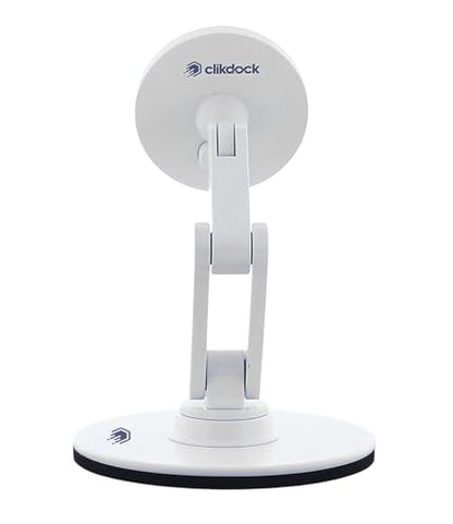 ClikDock Cell Phone Magnetic Wireless Charger Stand, 360° Spin, Aluminum Construction, Compatible with MagSafe Phones for iPhone & Andriod (White)