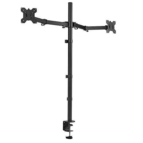 VIVO Dual Monitor Stand Up Desk Mount Extra Tall 39 inch Pole, Fully Adjustable Stand for up to 32 inch Screens, Black, STAND-V032T - size: 13" - 32" screens