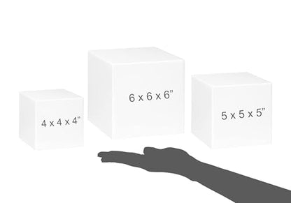 Red Co. Set of 3 Glossy White Acrylic Cube Display Nesting Riser Stands with Hollow Bottoms - 2-Pack - color: White, size: 4",5",6" - 2 Pack