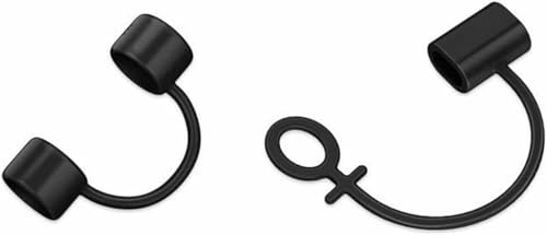 2 Pcs Black Silicone Anti Lost Cover Protections Sleeve Case Cable Converter Holder Strap Tether for Various Charging Adapters Charging Cable Adapter Keeper/Holder