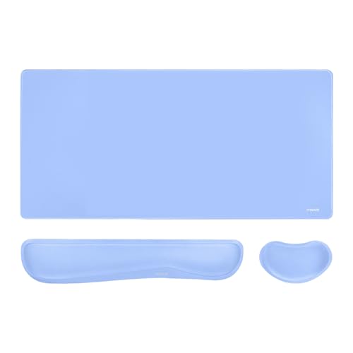 MOSISO Keyboard Mouse Pad Set, Gaming Mouse Pad&Keyboard Wrist Rest&Wrist Rest, Ergonomic Wristrests with Memory Foam Home Office Easy Typing Cushion Non-Slip Mousepad, Air Blue - color: Air Blue