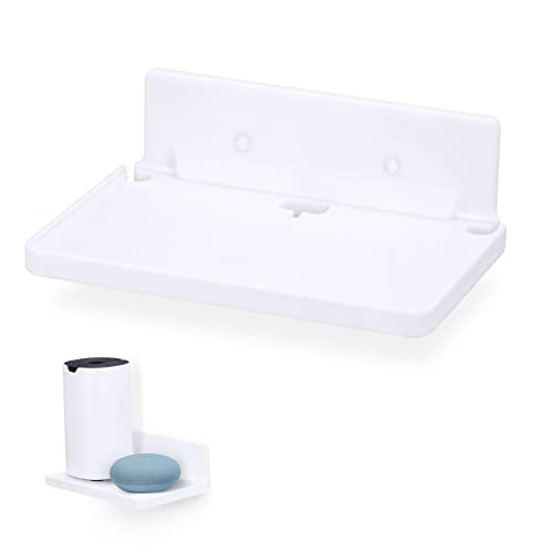 BRAINWAVZ 8” Shelf Wall Mount for Speakers, Security Cameras, Baby Monitors, Plants Toys & More, Floating Shelves, Adhesive & Screw-in (White) - color: 8" White Shelf
