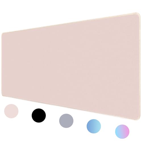 Bloss Beige Desk Mat, Non-Slip Desk Pad Mat, Large Desk Mat for Keyboard and Mouse, Desk Mousepad with Stitched Edges, Keyboard Pad for Gamer, Office(35.4×15.7 Inches) - color: Beige, size: 35.4 in x 15.7 in x 0.12 in