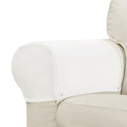 Velvet Armrest Covers for Chairs and Sofas Soft Stretch Couch Arm Cover Set of 2 Non Slip Sofa Armrest Slipcover Furniture Protector for Sofa, Couch, Armchair, Recliner, White - color: White