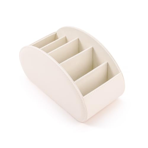 BONNY DODO Remote Control Holders Organizer Box with 5 Compartment PU Leather Multi-functional Office Desk Storage Caddy Store (Begie) - color: Begie