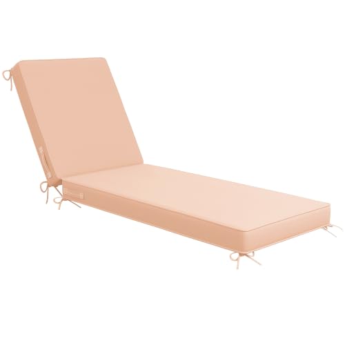 UDPATIO Chaise Lounge Chair Cushions, Oversized Thick 4-Inch Foam Pad, Fade-Proof Chairs Cover for Patio, Poolside, Lawn, Deck & Outdoor Furniture - Removable Accessories - color: Beige, size: 1