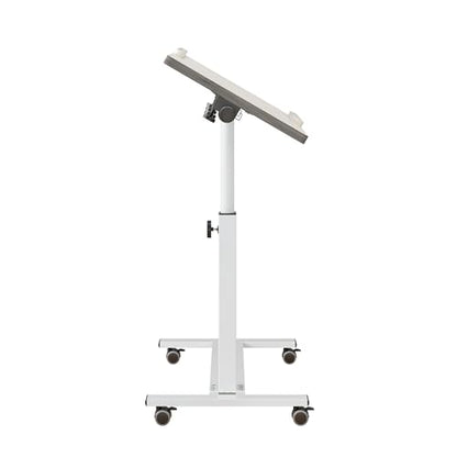 TigerDad Over Bed Table with Wheels Adjustable | Rolling Laptop Table Overbed Desk Hospital Tray Table Sofa Chair Side Table for Home Office (White) - color: White