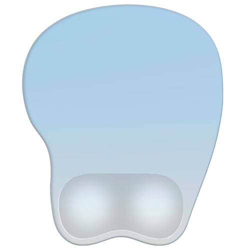 Mouse Pad with Wrist Rest Ergonomic Mouse Pad with Comfortable M-Shape Pain Relief Wrist Support Non-Slip PU Base Mousepad for Laptop, Office & Home (Light Blue) - color: Light Blue