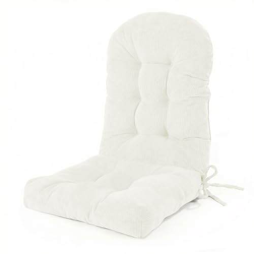 Rocking Chair Cushions Set - Non-Slip Adirondack Chair Cushions with Ties Indoor/Outdoor Rocking Chair Pad for Living Room, Bedroom, Balcony, Office - color: Indoor-alita-white-