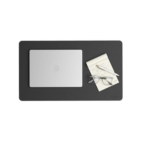 Smead Desk Pad, Vegan Leather Desk Mat with Non-Slip Faux Suede Backing, Perfect Desk Organizer for Office Decor, 23.6” x 13.7” Small, Charcoal (64838) - color: Dark Gray, size: 13.7" x 23.6"